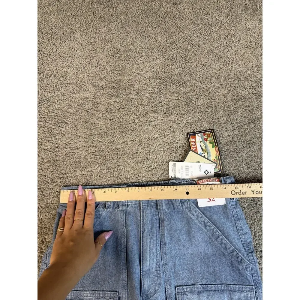 Weekender Shorts Mens 32 Blue Cargo Denim Cotton Relaxed 9 In Inseam Pockets